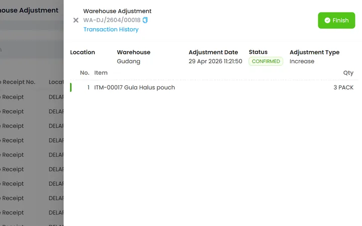 Warehouse Adjustment