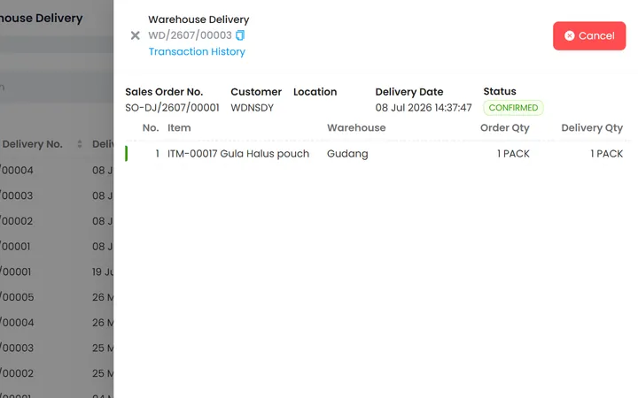 Warehouse Delivery