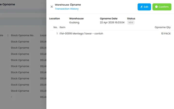 Warehouse Opname